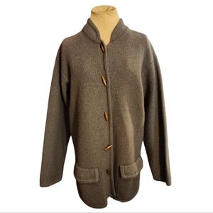 Baxter & Wells 100% Wool Olive Cardigan Sweater Jacket Wood Toggle Buttons Large
